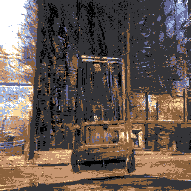 A forklift in a forest